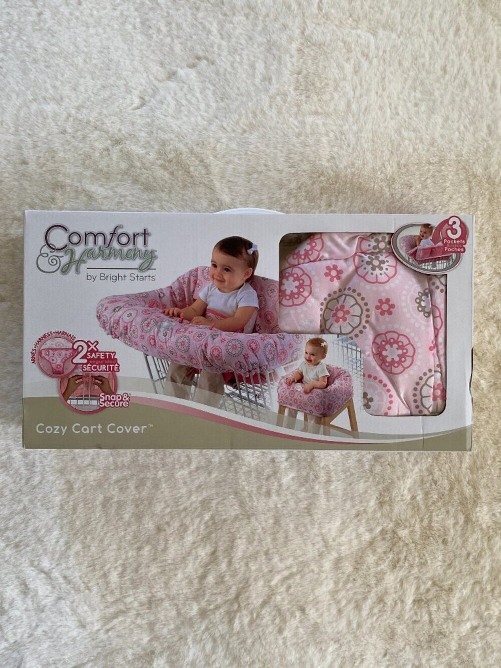 Bright Starts Shopping Cart Cover Pink Floral Pattern Highchair Cover